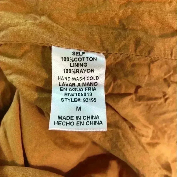 Andre By Unit Womens Medium Peasant Yellow Blouse Embroidered Lined S/S - Picture 6 of 6